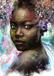 LumiPoster — A face among the purple flowers