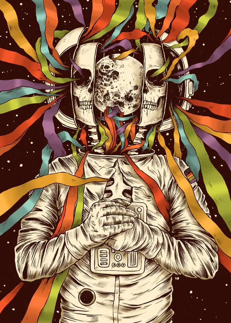 lumi-boards-art-6328fbba312e5f40 LumiPoster — رائد فضاء وجمجمة وألوان - الصورة 1