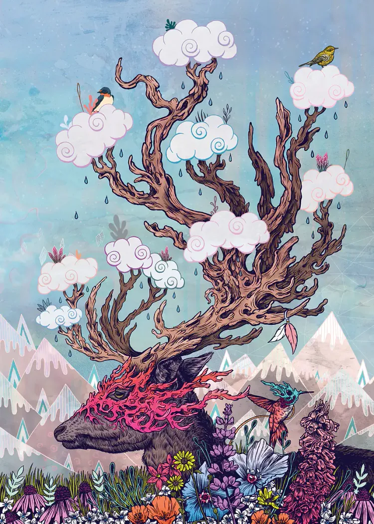 lumi-boards-art-64e3b28045a05fa2 LumiPoster — غزال يحمل الغابة - الصورة 1