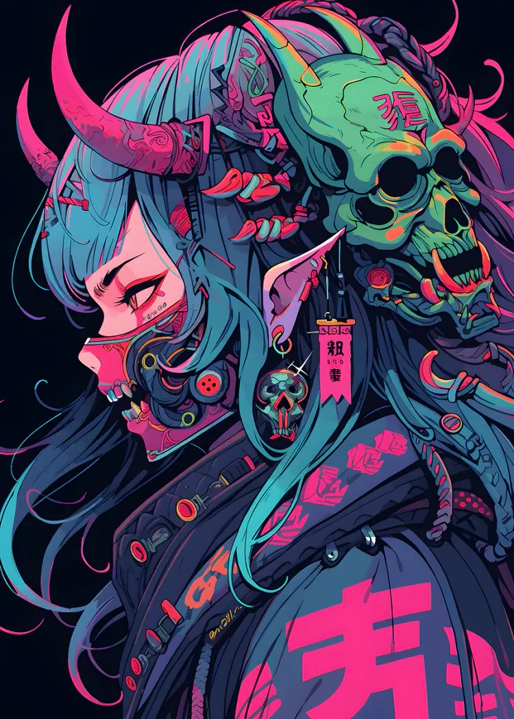 lumi-boards-art-65b0434b58d9c73e LumiPoster — جمجمة بألوان النيون - الصورة 1