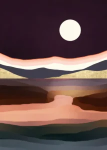 LumiPoster — Moon above the layers of the desert