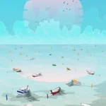 LumiPoster — Boats under the pink moon