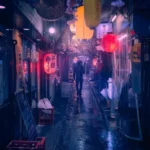 LumiPoster — A Japanese alley lit up at night
