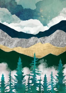 LumiPoster — Turquoise forest and silver mountains