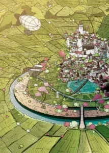 LumiPoster — A circular city and a balloon