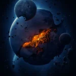 LumiPoster — A planet cracked with fire