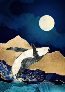 LumiPoster — A whale under the golden moon