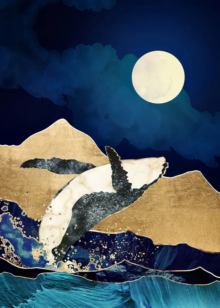 lumi-boards-art-6a75bac7082a86ee LumiPoster — حوت تحت القمر الذهبي - الصورة 1