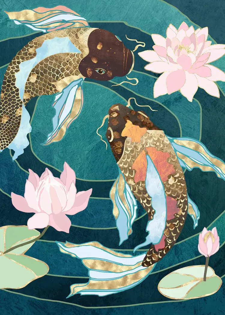 lumi-boards-art-6d7f874078b2b11a-1.webp LumiPoster — Koi fish and lotus flowers - Image 1
