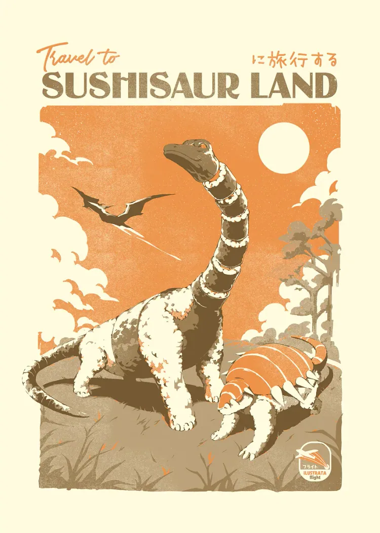 lumi-boards-art-6dcfeda24a635ff6-1.webp LumiPoster — Land of sushi dinosaurs - Image 1