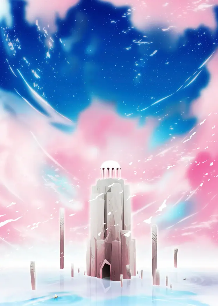 lumi-boards-art-6f28b8a75ecdd2a1 LumiPoster — قلعة تحت سماء وردية - الصورة 1