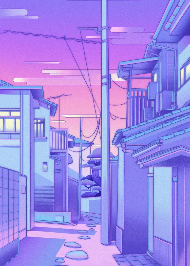 lumi-boards-art-716fe2c37bf7ea1d-1.webp LumiPoster — Japanese alley in pastel colors - Image 1