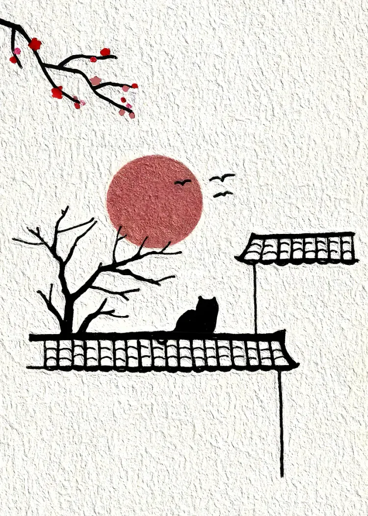 lumi-boards-art-7a698430ced282a5-1.webp LumiPoster — Cat in front of the red sun - Image 1