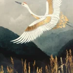 LumiPoster — Crane bird over the mountains