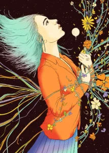 LumiPoster — Portrait and flowers under the moon