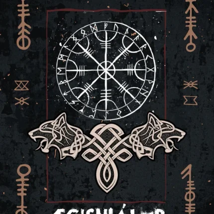 Helm of Awe rune wheel with Norse wolf knotwork and runes