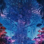 LumiPoster — Purple city tree
