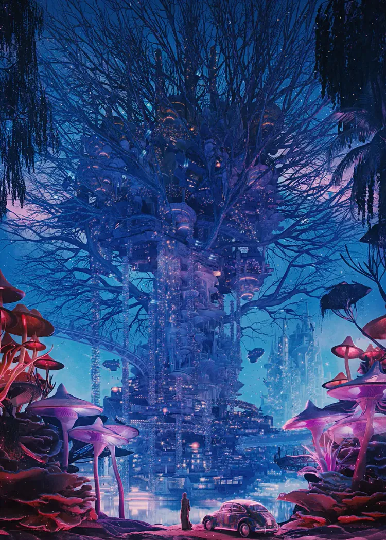 lumi-boards-art-849fc7f13ee1dc31-1.webp LumiPoster — Purple city tree - Image 1