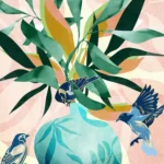 LumiPoster — Green vase and blue birds