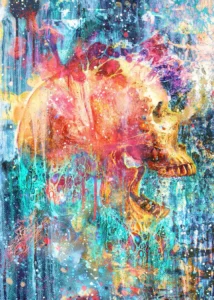 LumiPoster — Skull with scattered colors