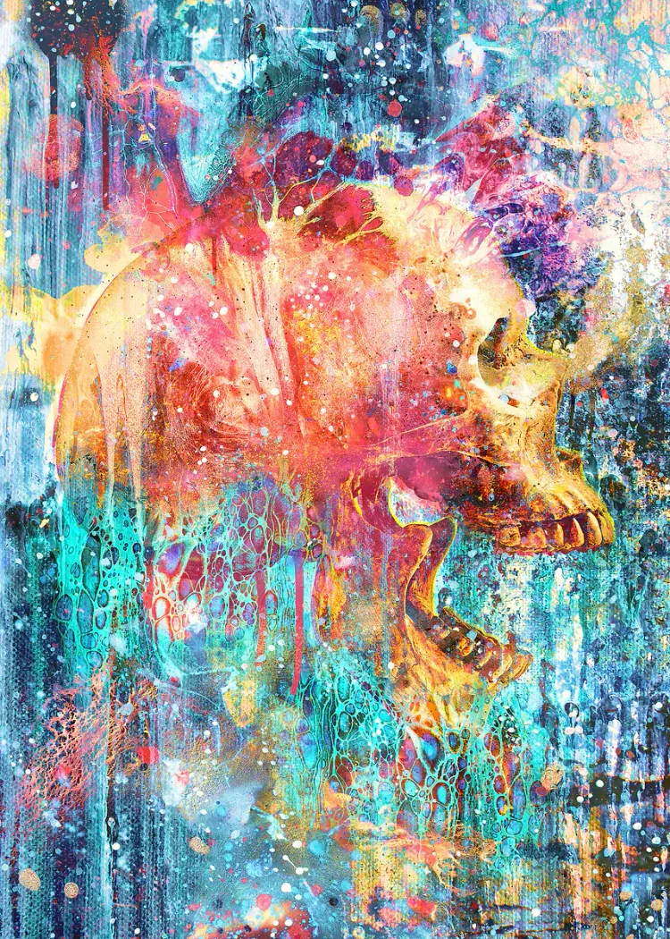 lumi-boards-art-856dcb3a85023508 LumiPoster — جمجمة بألوان متناثرة - الصورة 1