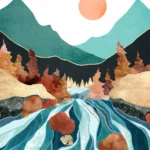 LumiPoster — Blue river between autumn mountains