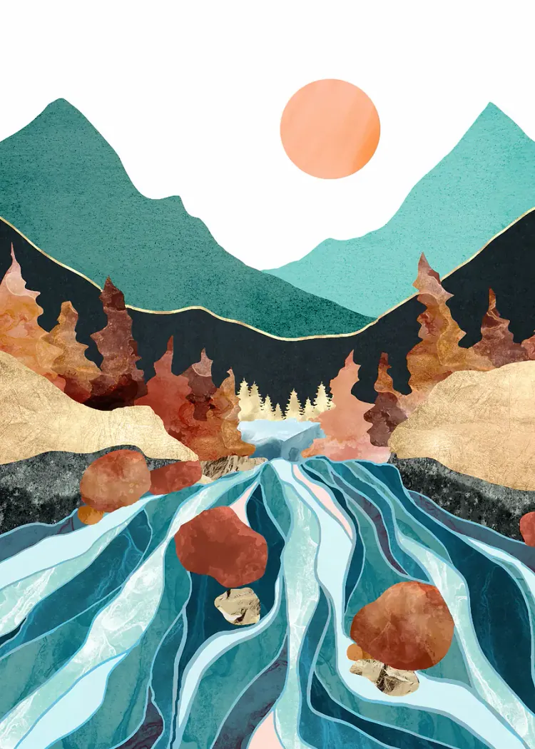 lumi-boards-art-88da9de7768b9121-1.webp LumiPoster — Blue river between autumn mountains - Image 1