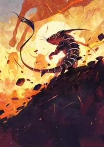 LumiPoster — Dragon in front of the golden sun