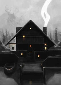 LumiPoster — Forest hut in the fog