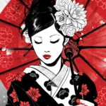 LumiPoster — Japanese elegance — red umbrella