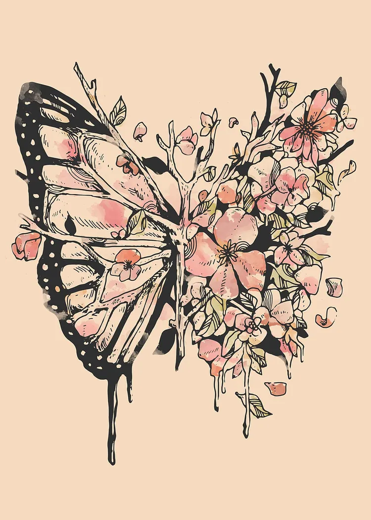 lumi-boards-art-8faede650457dc0e-1.webp LumiPoster — Butterfly and delicate flowers - Image 1
