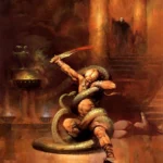 LumiPoster — A warrior fights a snake