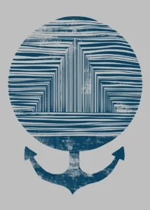LumiPoster — Blue geometric anchor