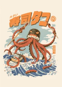 LumiPoster — Octopus and Japanese wave