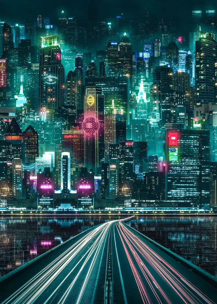 lumi-boards-art-9649b95c5ef9465e-1.webp LumiPoster — Neon city and light lines - Image 1