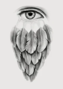 LumiPoster — Gray eye and feathers