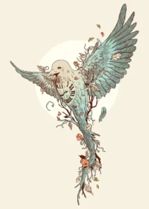 LumiPoster — Bird with branches and flowers