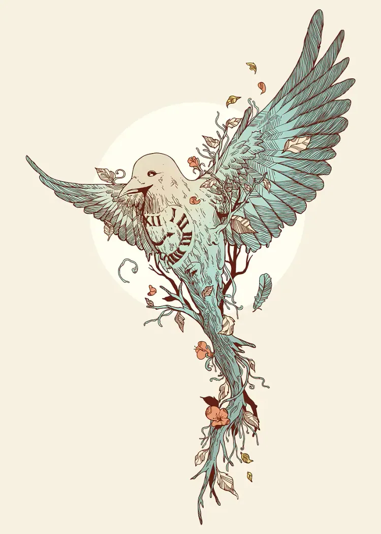 lumi-boards-art-9752a28ba3acb638-1.webp LumiPoster — Bird with branches and flowers - Image 1