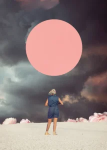 LumiPoster — Woman under a pink moon