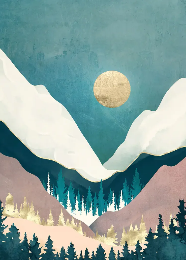 lumi-boards-art-9c9f508c07b01e29-1.webp LumiPoster — A golden moon between snow valleys - Image 1