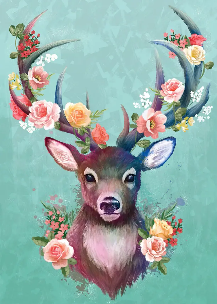 lumi-boards-art-9d8f5f3da18236f0-1.webp LumiPoster — Deer with a crown of flowers - Image 1