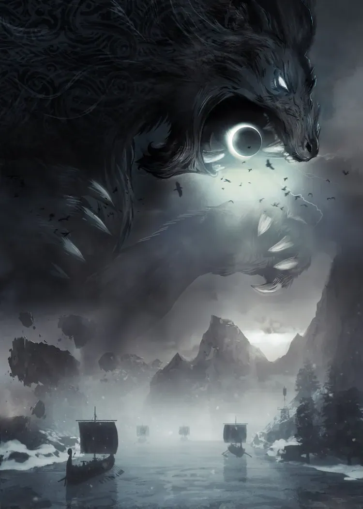 lumi-boards-art-9f25e804ee5505f1-1.webp LumiPoster — Eclipse wolf and ships - Image 1