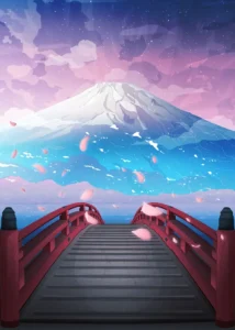 LumiPoster — Red Bridge and Mount Fuji