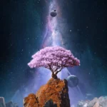 LumiPoster — Pink tree under the galaxy