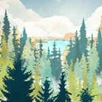 LumiPoster — Lake behind pine forest