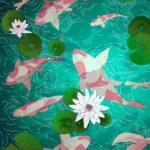 LumiPoster — Koi fish and lotus flowers