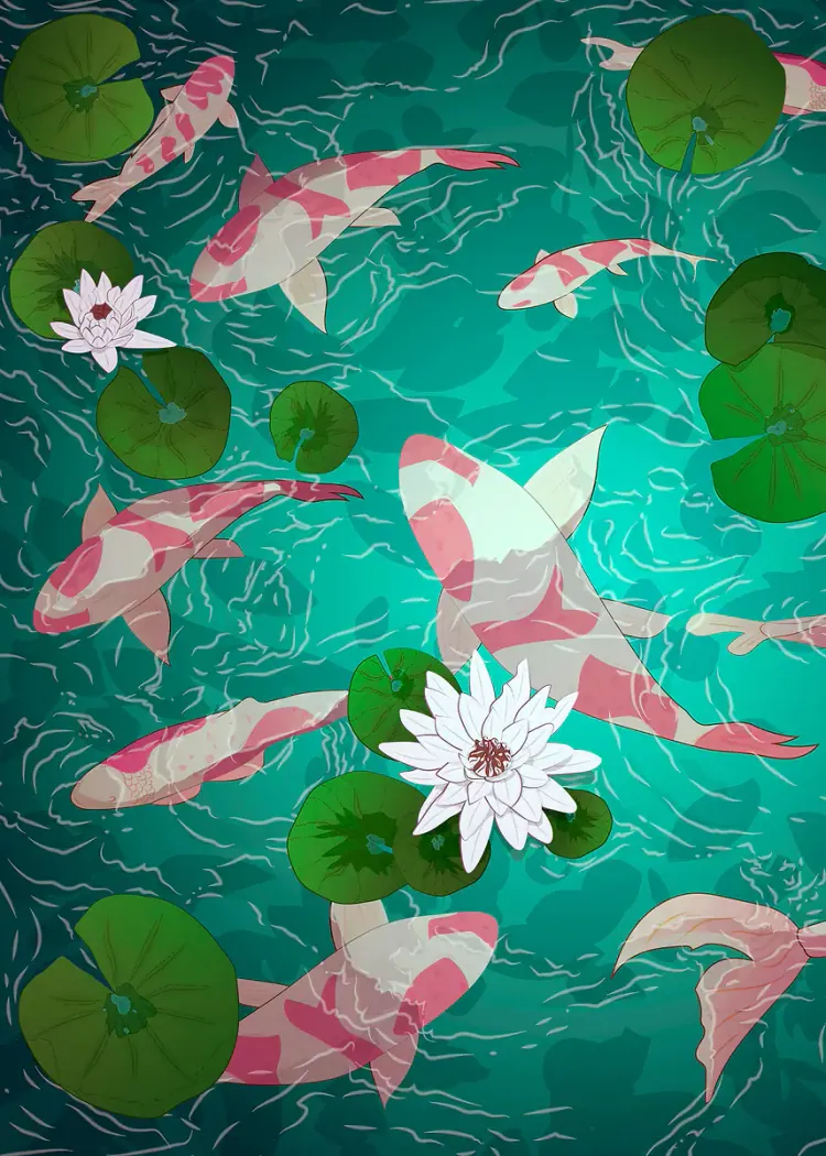 lumi-boards-art-a678ffcd28ef3164-1.webp LumiPoster — Koi fish and lotus flowers - Image 1