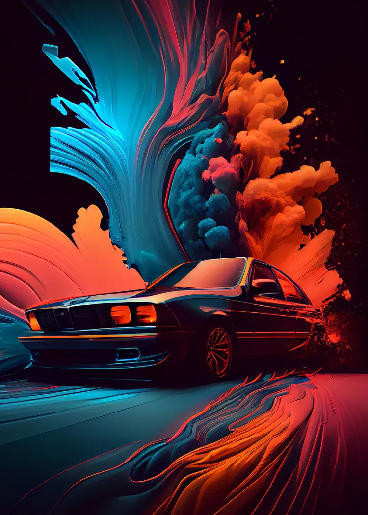 lumi-boards-art-a69b42acf91e55d3 LumiPoster — سيارة وسط ألوان النيون - الصورة 1