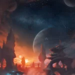 LumiPoster — وادي صخري تحت كواكب الليل
