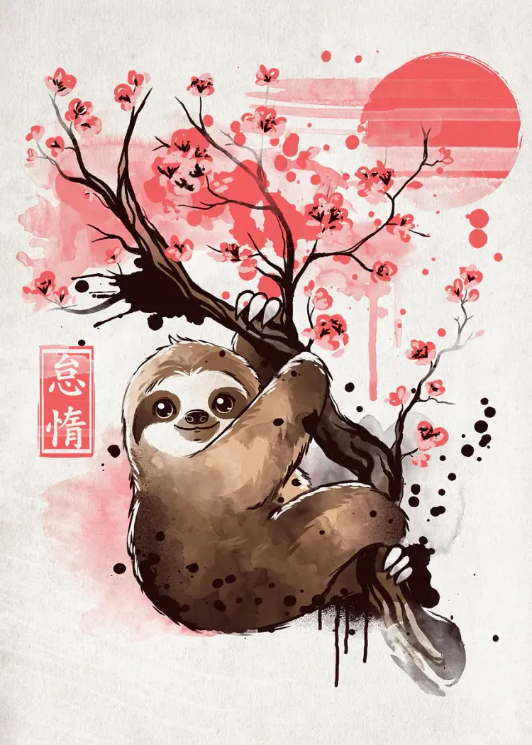 lumi-boards-art-acad7ccd16e15a9e-1.webp LumiPoster — Sloth on a cherry branch - Image 1